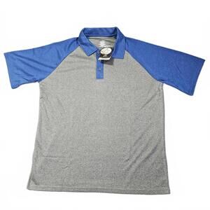 NEW Moheen UV Block UPF 50 Mens Polo Large Cool Dri Gray Blue Golf Pickleball